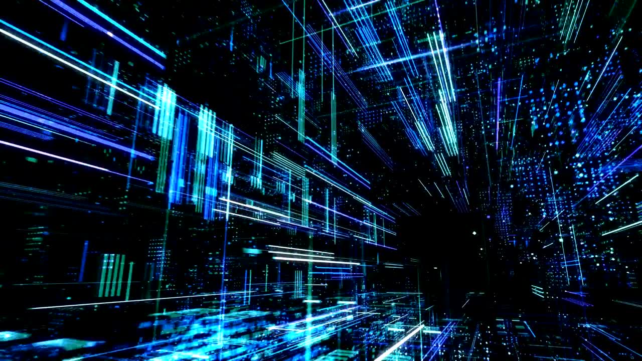 ciudad virtual digital abstracta. escaneo de la ciudad para el concepto de ataque de hackers. render 3d 4k bucle