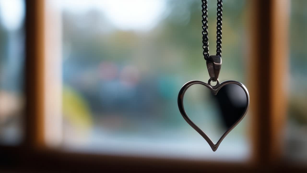 A Beautiful Heart-Shaped Pendant Necklace Hanging in Front of a Softly Blurred Background, Capturing the Essence of Love and Affection Through Its Design