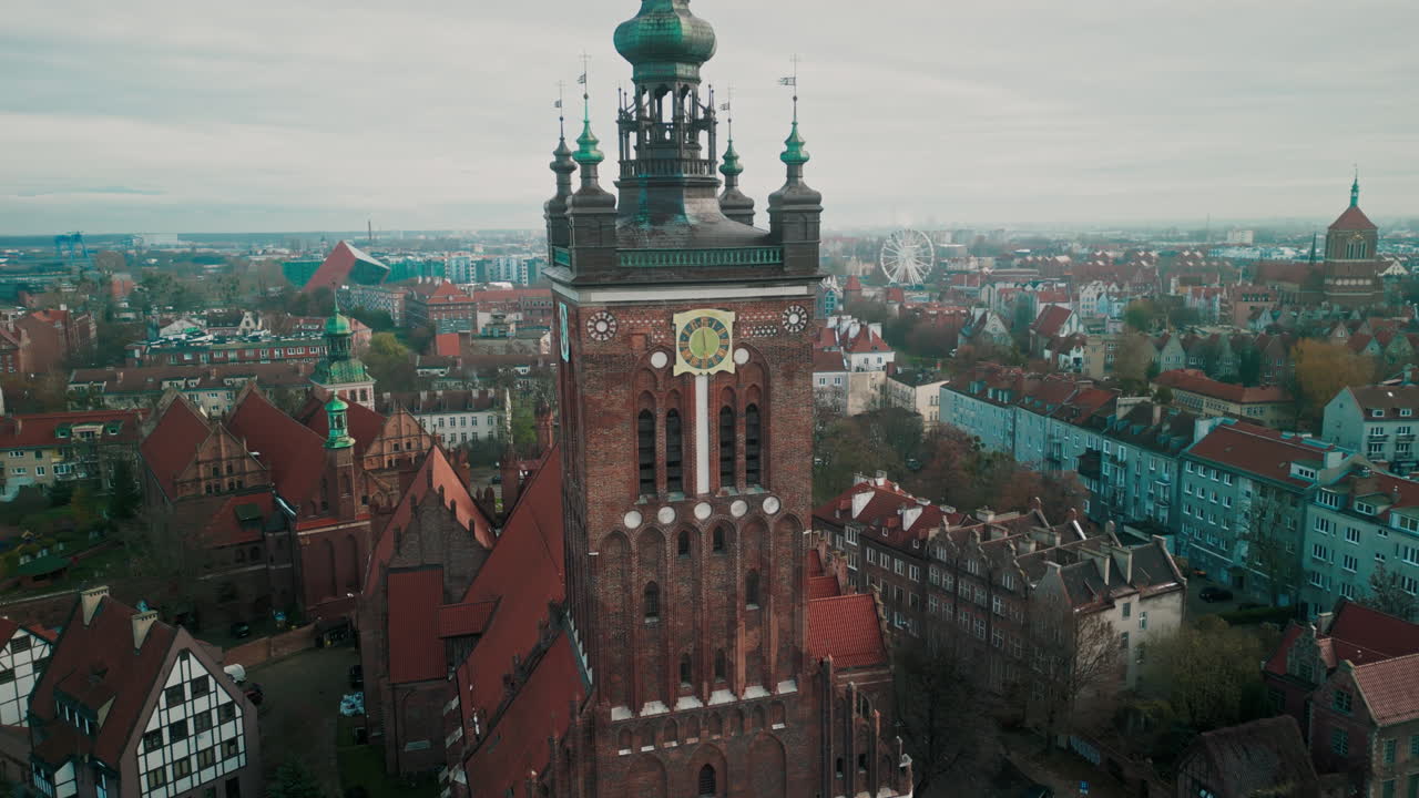Aerial View of St. Mary's Church in Gdańsk, Poland