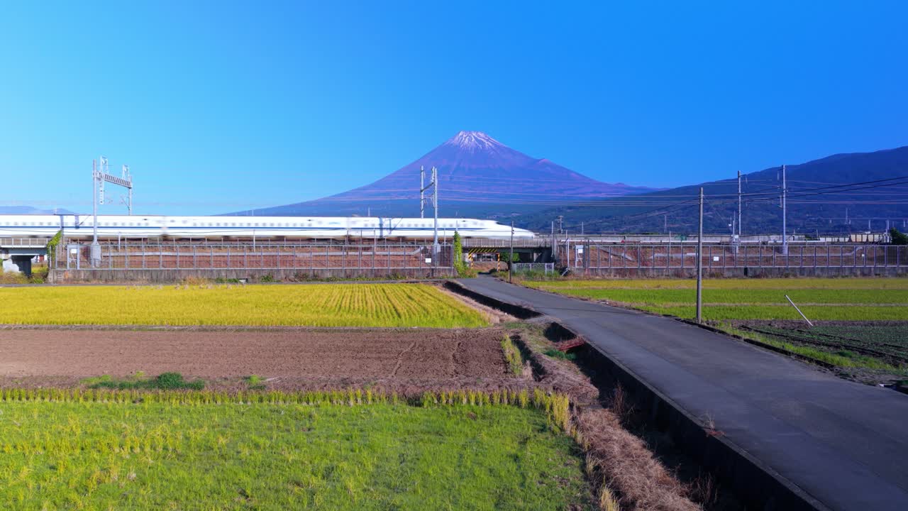 Bullet Train Passing Fuji, Travel in Japan Establishing Shot 4k