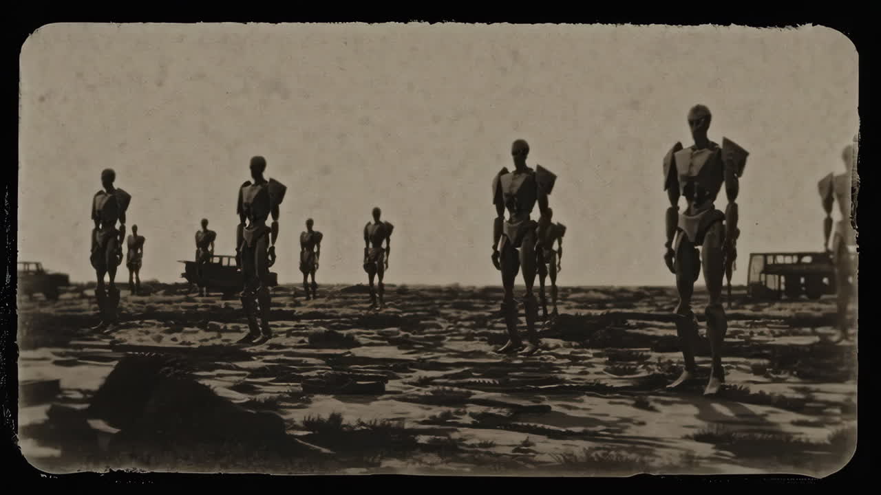 황폐한 풍경 속의 포스트 아포칼립스 로