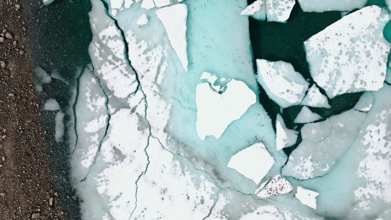 Broken Ice on a Frozen Water Body