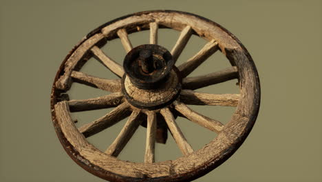 handmade rustic vintage wooden wheel used in medieval wagons