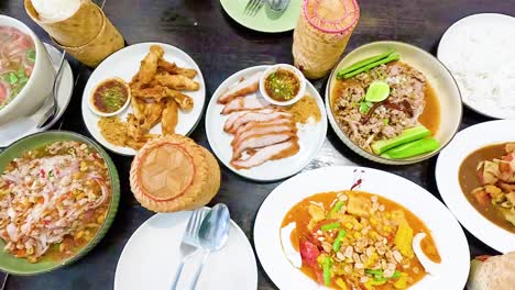 a variety of delicious thai dishes displayed