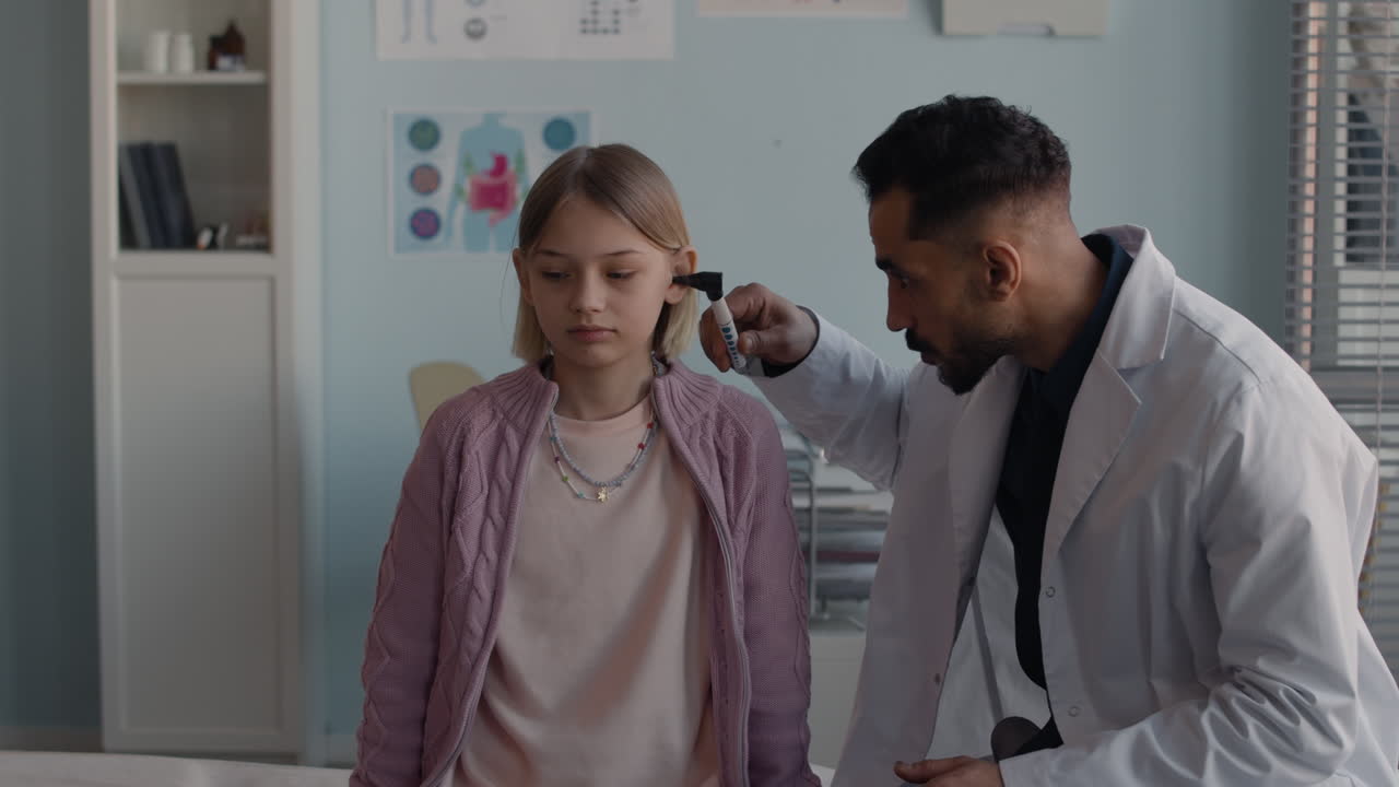 A girl getting a medical exam