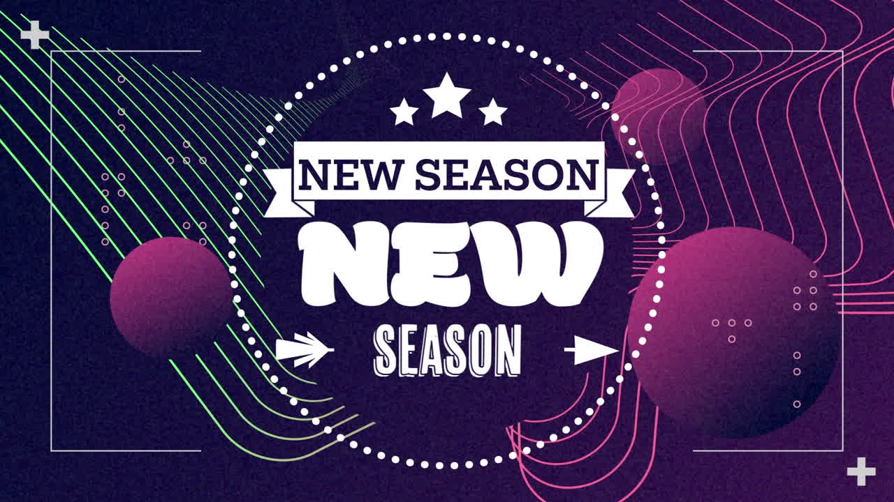 青い背景の新しいシーズンテキストのアニメーション