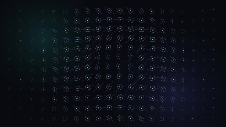 Abstract Digital Grid Animation with Pulsing Geometric Shapes