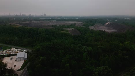 Industrial wasteland Decay With Ostrava Steelworks on Horizon AERIAL