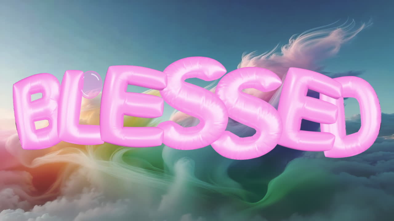 Pink Blessed Text in the Sky