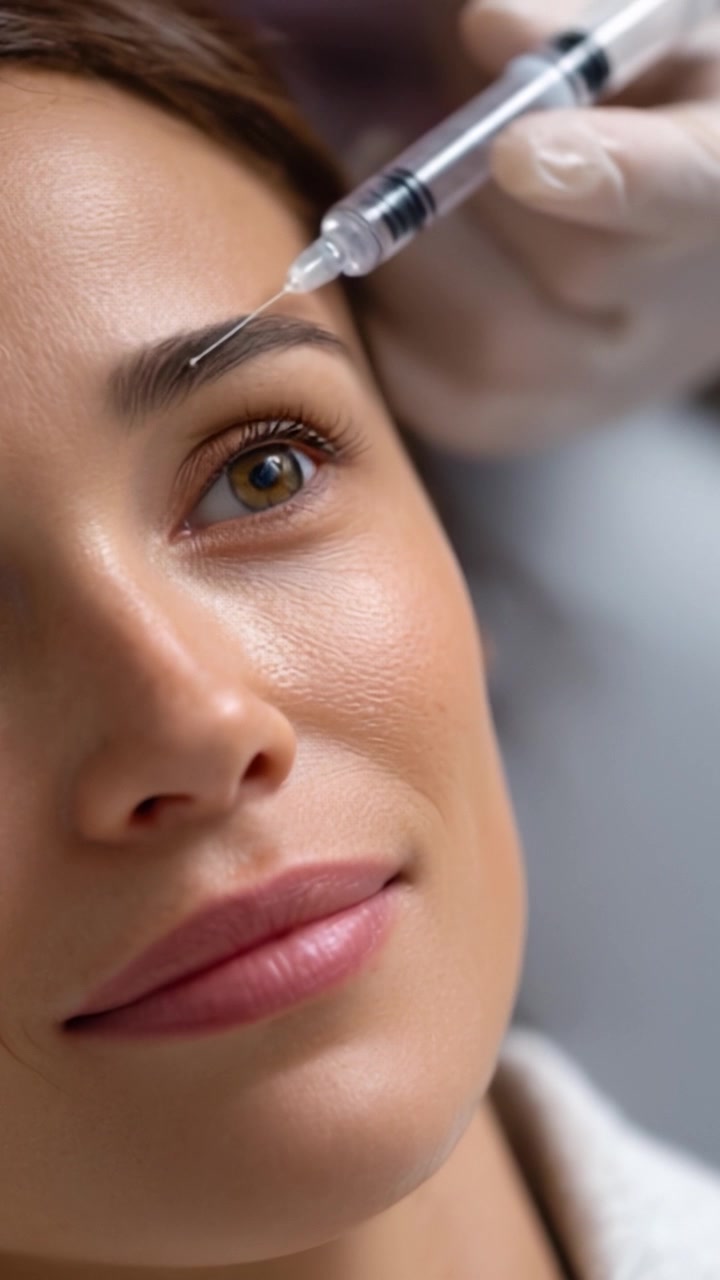 Trattamento estetico: Un primo piano di un paziente che riceve un'iniezione cosmetica, con focus sui tratti del viso e sulla tecnica del professionista per una bellezza migliorata.