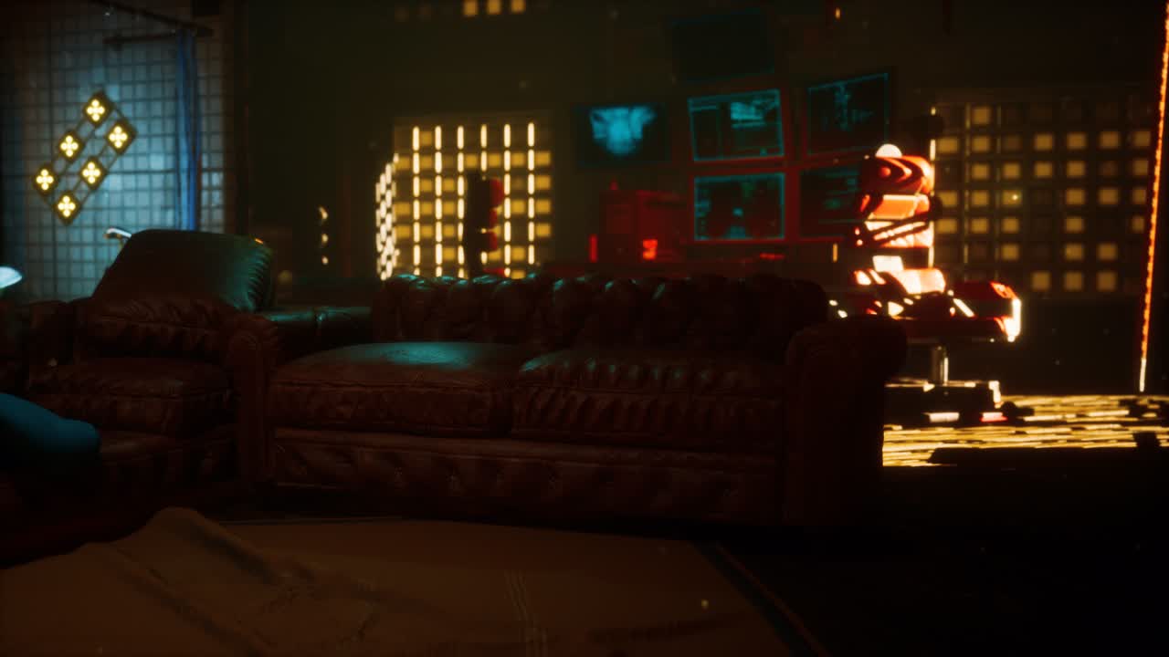 fi 네온 조명과 함께 미래형 인테리어