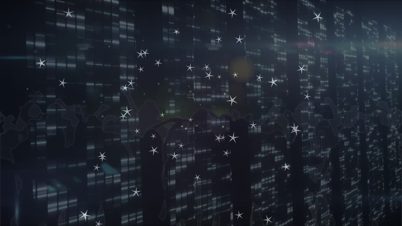 Animation of stars over lights in black space
