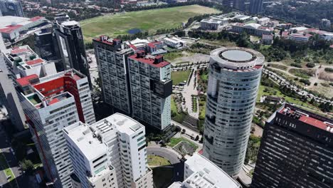 aerial perspective of santa fe’s modern skyline in cdmx