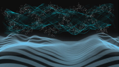 animación de ondas azules sobre un fondo negro