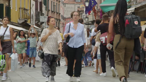 busy venetian streets with tourists in summer