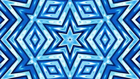 abstract symmetric background with star symmetry. mandala with waves. looped abstract blue liquid background with wavy sparkling pattern, shiny glossy surface. kaleidoscope effect