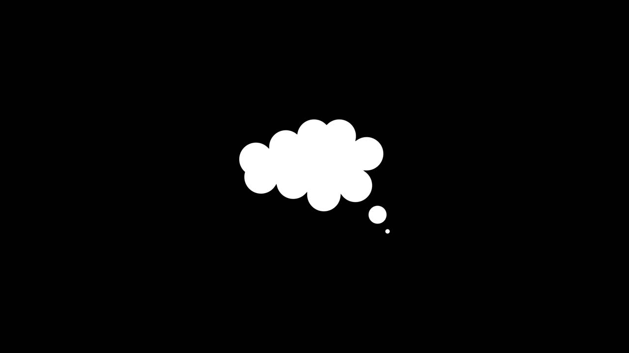 Animated White Thought Bubble on Black Background