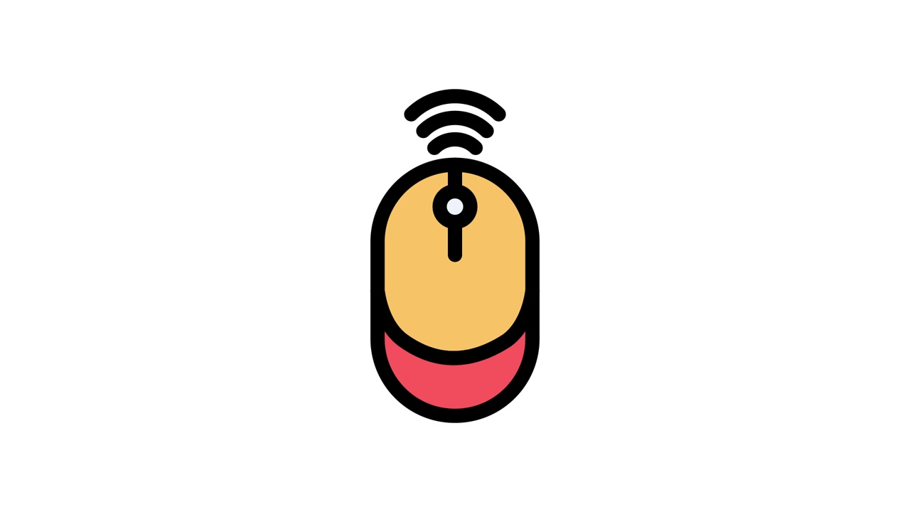 Animated Wireless Computer Mouse Icon with Signal
