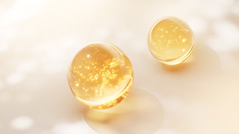 transparante gouden vloeibare bubbels achtergrond, 3d rendering.