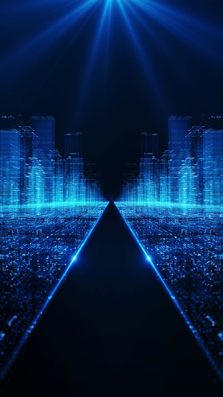 Abstract hologram 3d smart city digital buildings binary code particles technology connection
