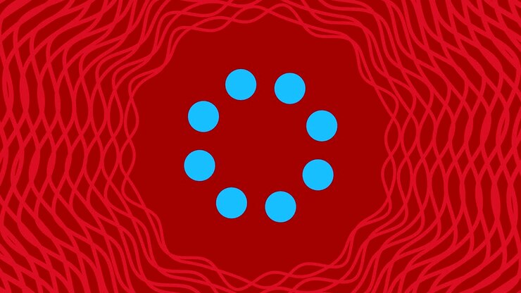 Graphic object that rotates in the center, increasing and then reducing size within a graphic frame, while the background quickly changes color creating a psychedelic effect, in 16: 9 video format