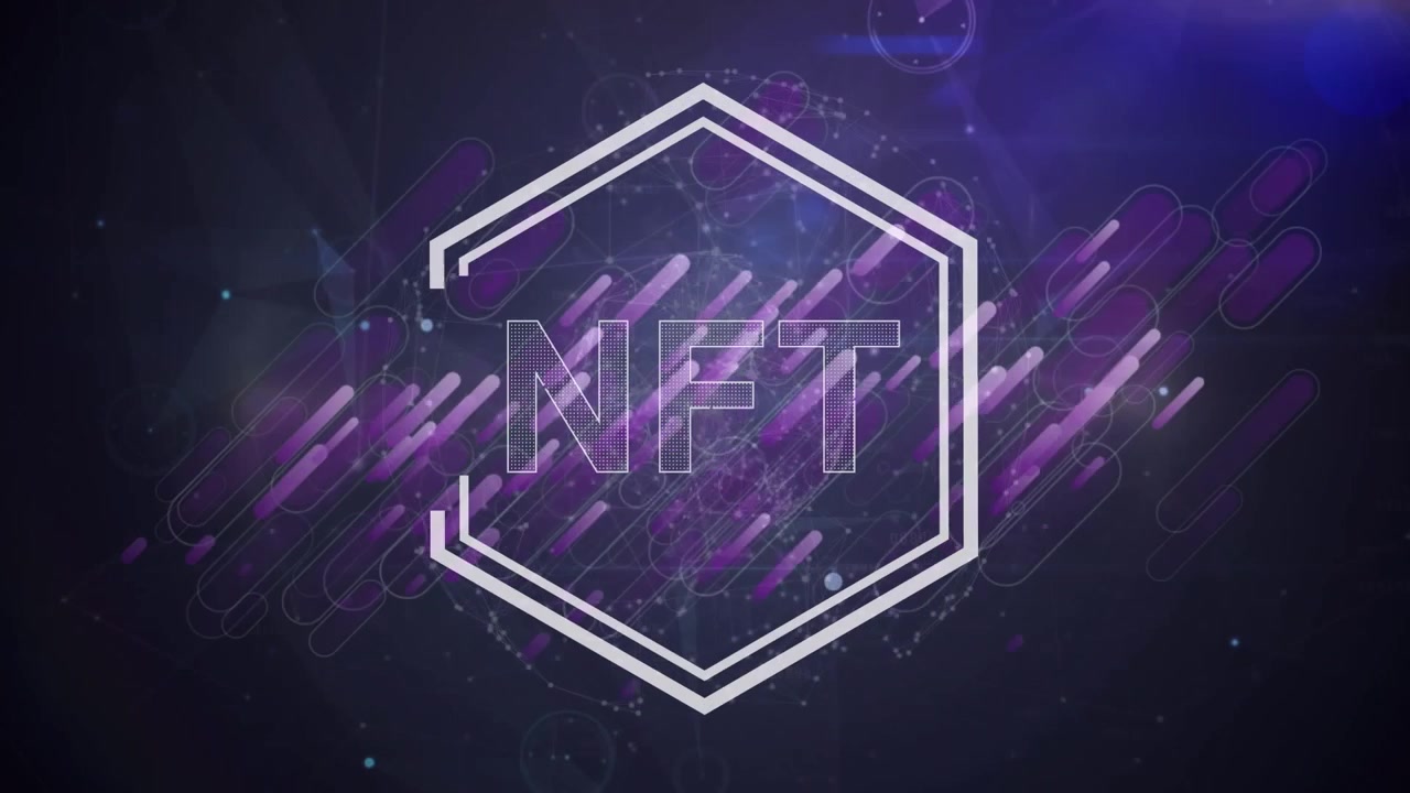 Animation of globe and shapes over nft text