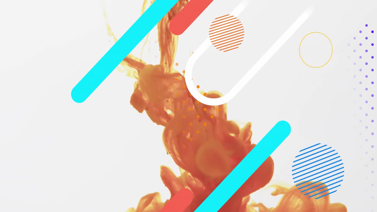 animación de formas en movimiento y nubes sobre fondo blanco