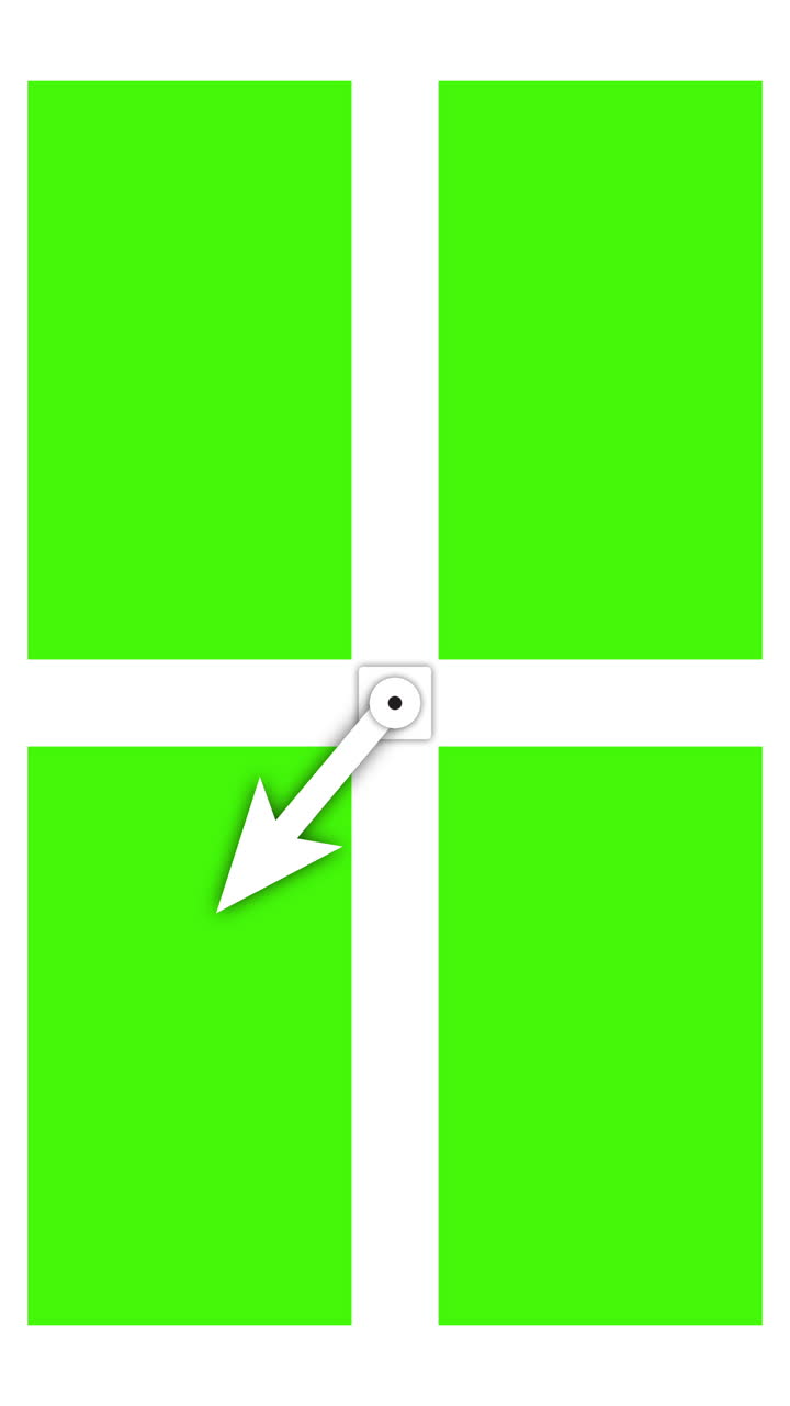 Moving Arrow Pointing to Four Green Screen Rectangles