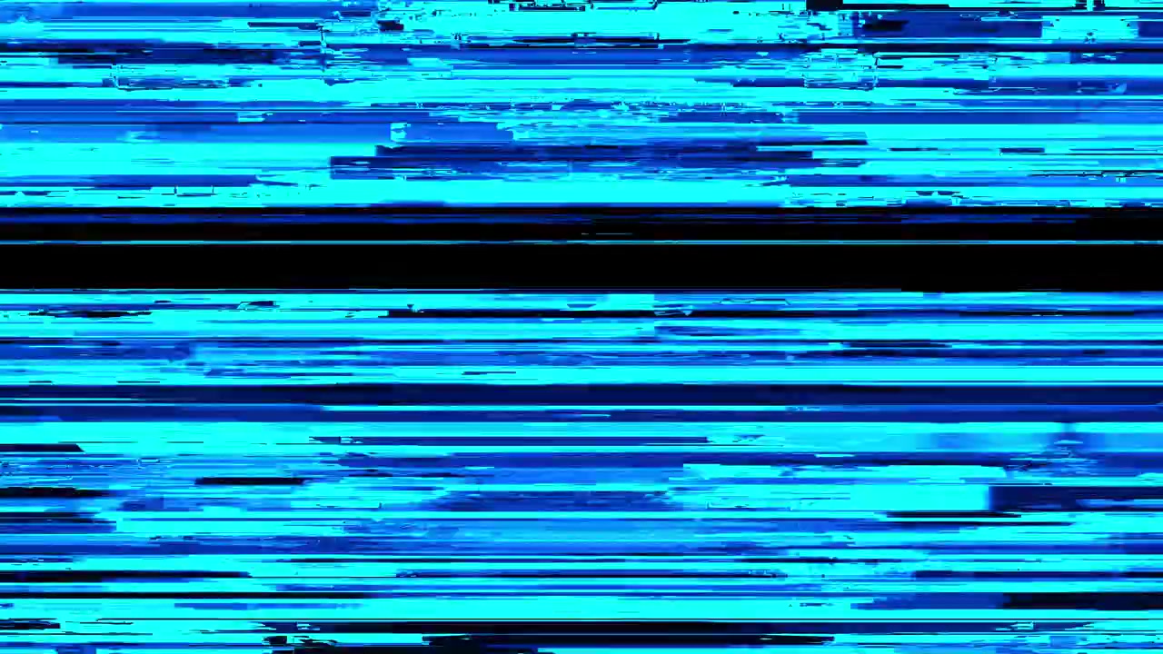 Dynamic Blue and Cyan Digital Glitch Screen Distortion