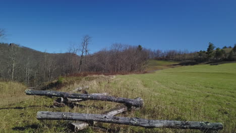 Aerial-flyover-of-log-fence