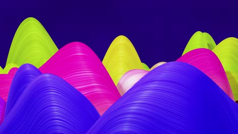 beautiful abstract background of waves on surface, color gradients, extruded lines as striped fabric surface with folds or waves on liquid. 4k loop. rainbow colores 2