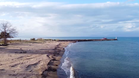 Imágenes-Aéreas-De-1-Millón-De-Dólares-Con-Drones-De-Vuelo-De-La-Playa-Bouka-De-Arena-Dorada-Natural-En-Corfú