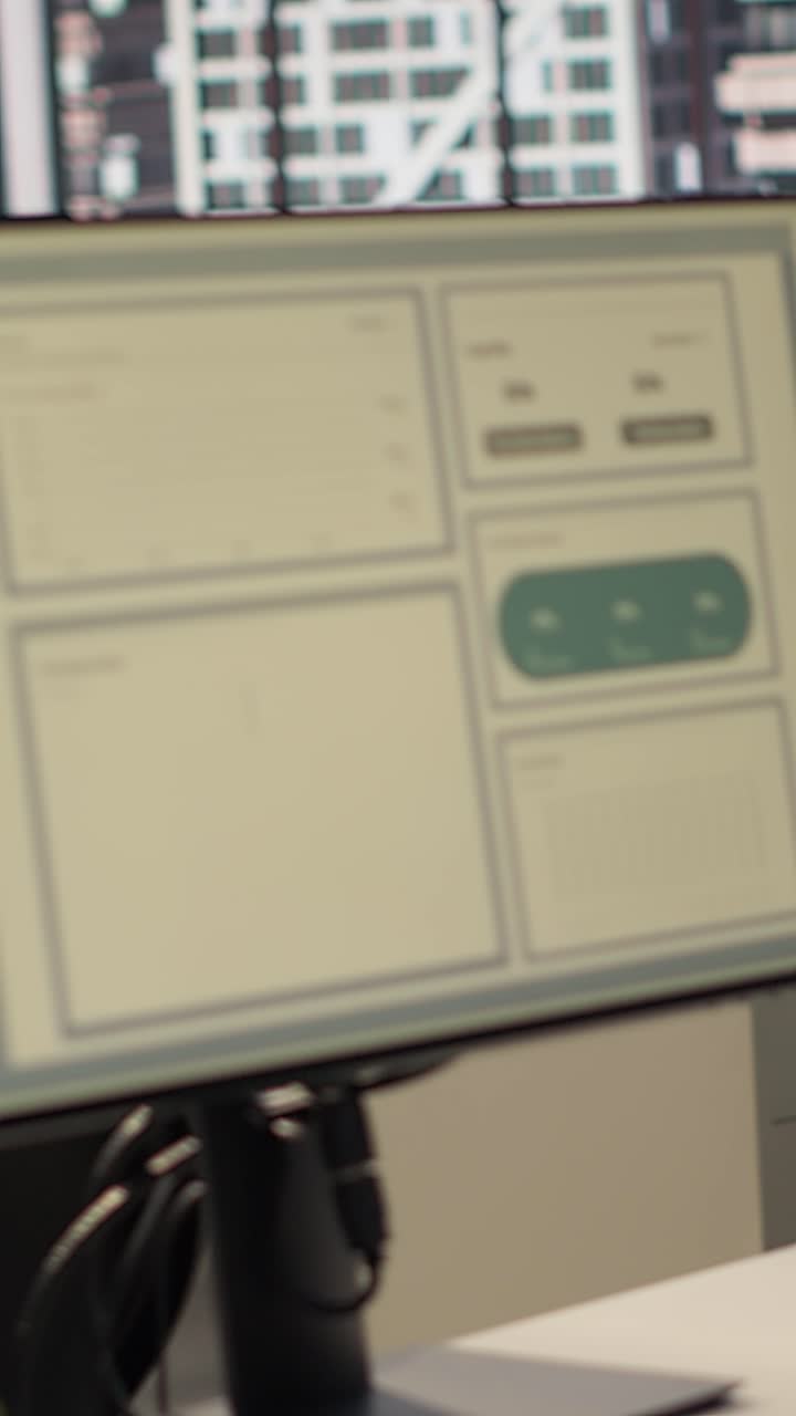 Computer Monitor Displaying Business Data and Financial Charts in Office