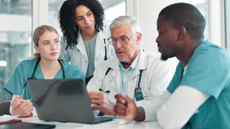 medical team meeting with laptop