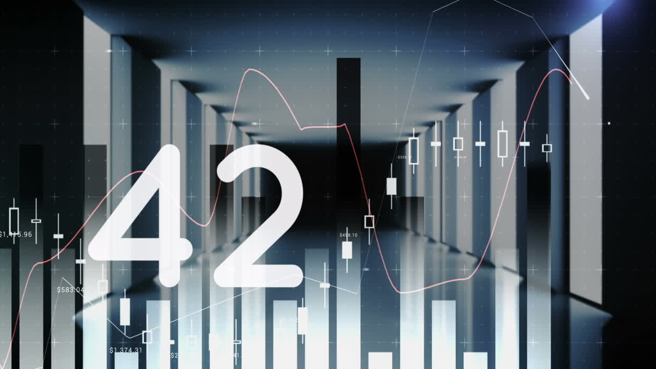 animación de números que cambian a lo largo de las estadísticas y procesamiento de datos
