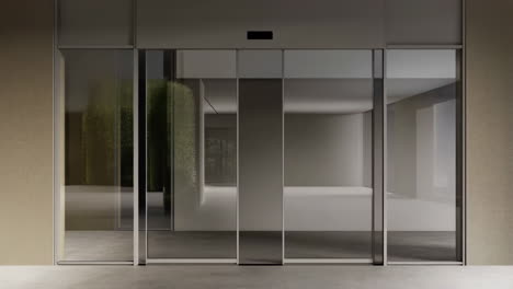 Modern Automatic Glass Sliding Doors with Green Wall Interior