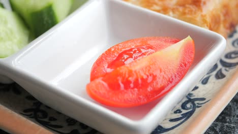 turkish breakfast with tomato and cucumber