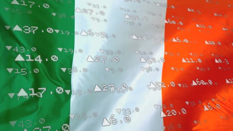 financial data processing against irish flag waving