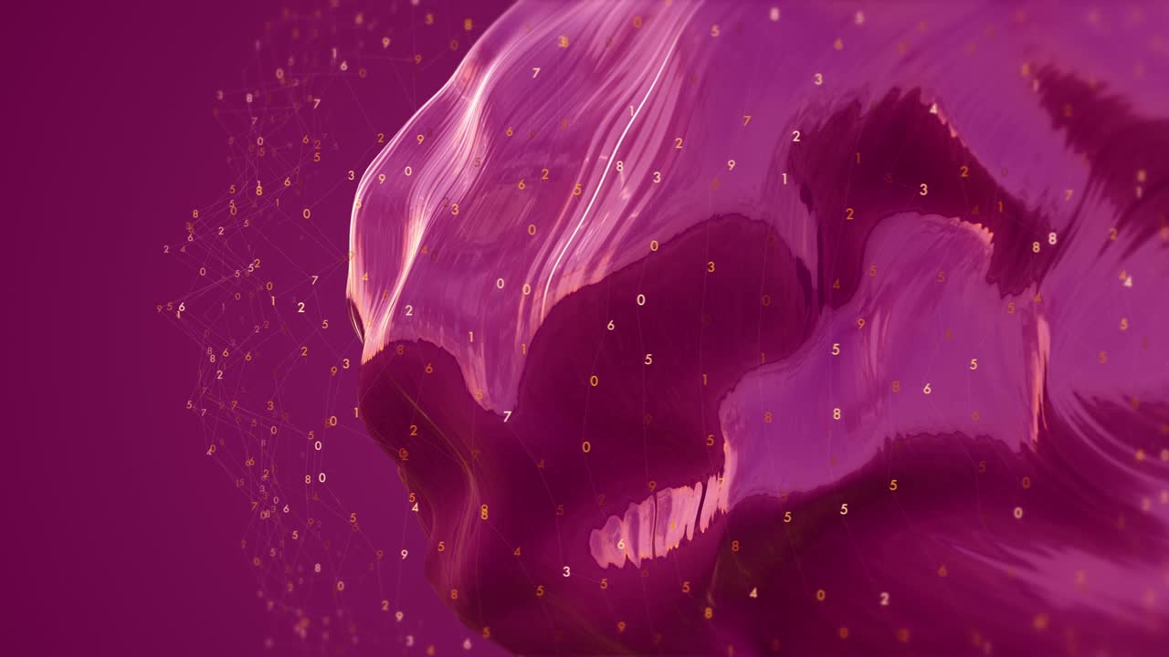 forma 3d abstracta moviéndose lentamente y transformándose con números