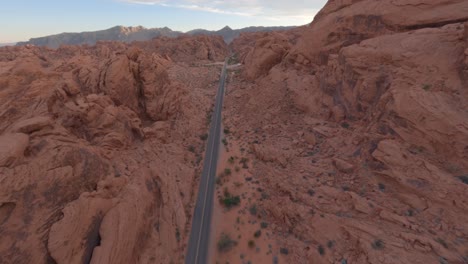 high speed fpv flight above road at valley of fire