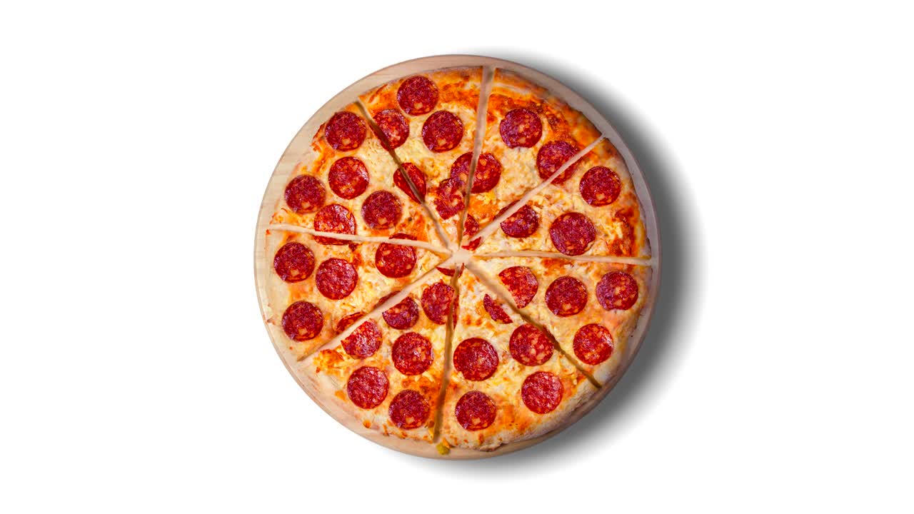 una sola imagen de una pizza de pepperoni sobre un fondo blanco. imágenes. esta imagen es perfecta para que usted diseñe sus menús de restaurante. visite mi página. usted será capaz de encontrar una imagen para cada pizza vendida en su cafetería o restaurante