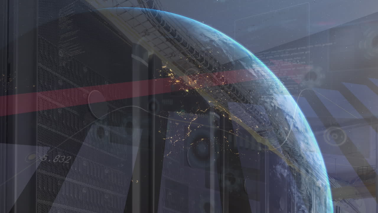 라이트 스 ⁇ 과 컴퓨터 서버  ⁇ 에 대한 전 세계 통계 데이터 처리의 애니메이션