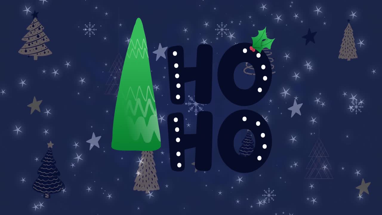 animación de felicitaciones de navidad texto sobre decoraciones de árboles de navidad
