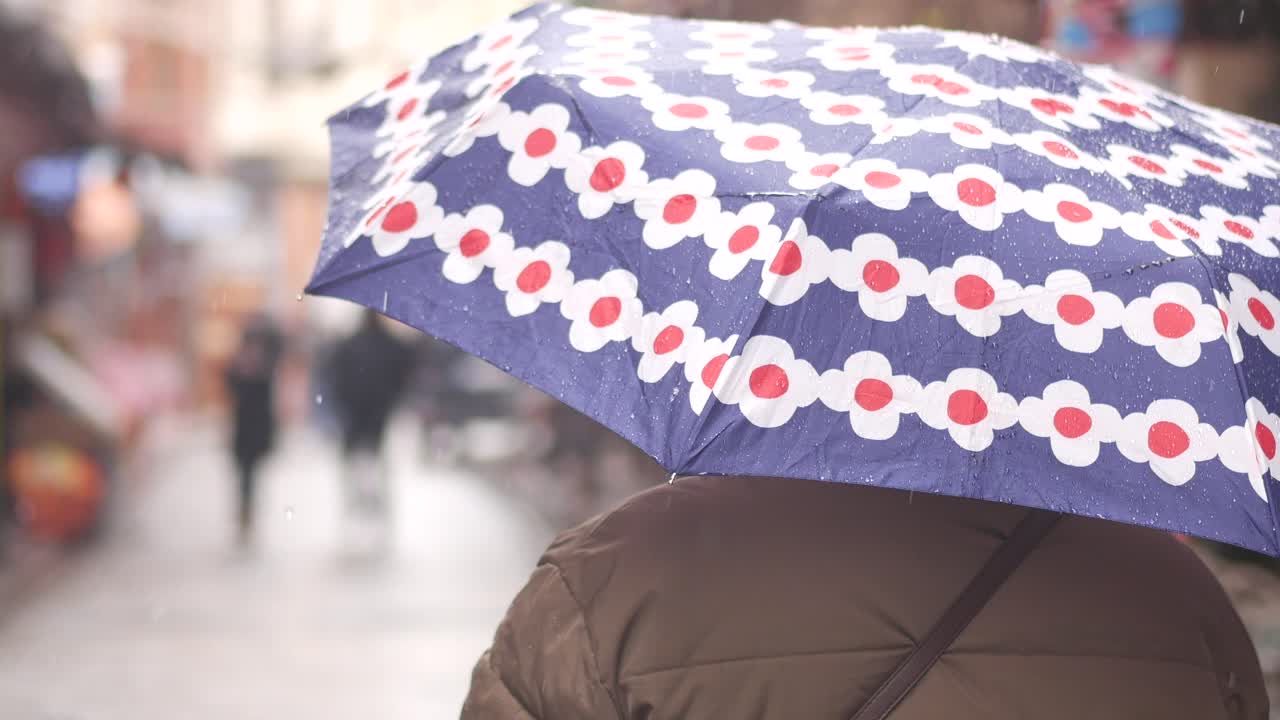 Rainy Day in the City with Umbrella