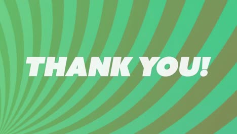 Animation-of-thank-you-text-banner-against-spinning-radial-rays-on-green-background