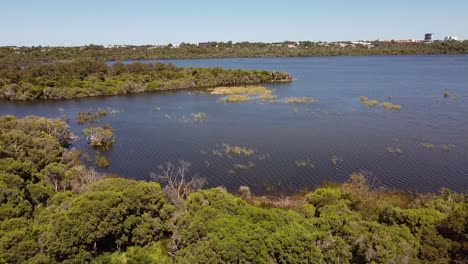 Lake-Joondalup,-Rotary-Park-Wanneroo-and-surrounding-foliage,-aerial