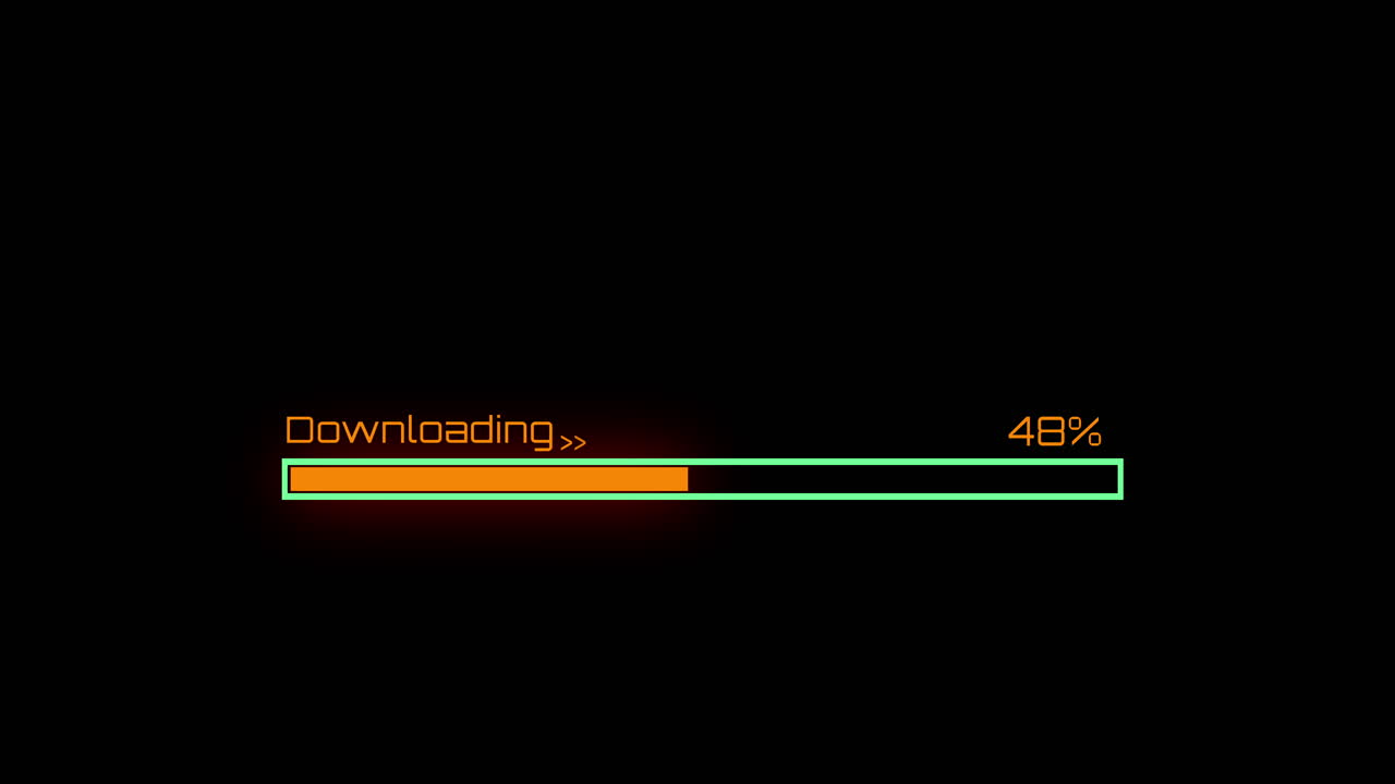 Downloading Progress Bar Animation on Black Background