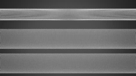 Animation of network of moving and crossing mesh lines of flow of information on grey background