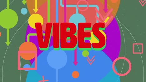 animation of vibes text over abstract shapes background