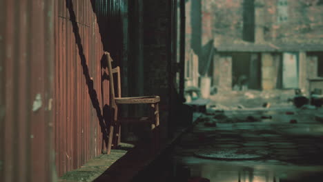 lonely chair in abandoned alley